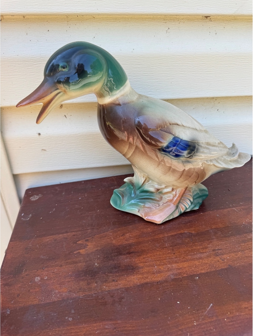 Vintage Royal Copley Mallard Duck Figurine Ceramic Mid Century Has Crazing